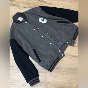 Celine wool unisex Gray and Black Bomber Jacket